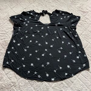 Torrid‎ Abbey Challis Pinwheel Tie Black Blouse Women’s Size 3X